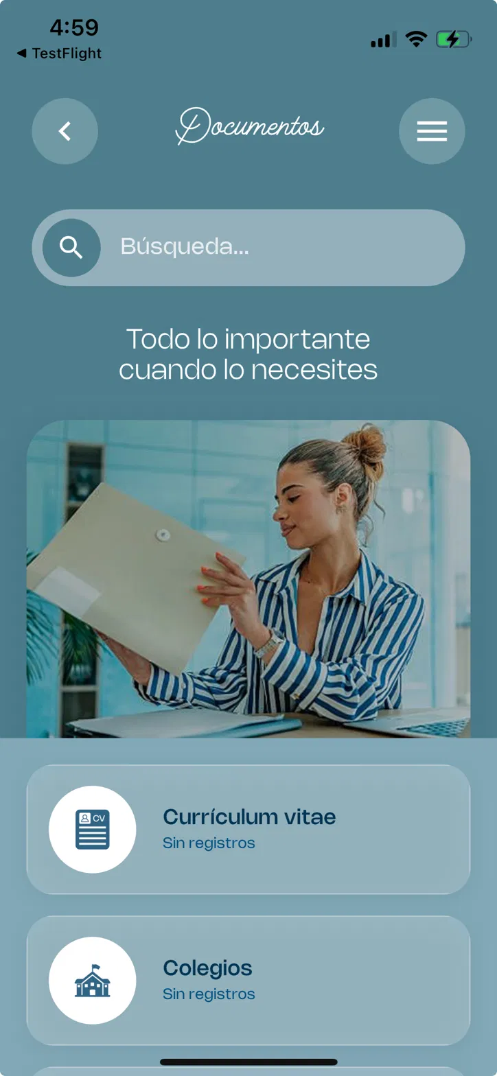 Pantalla de Documentos en A La MANO